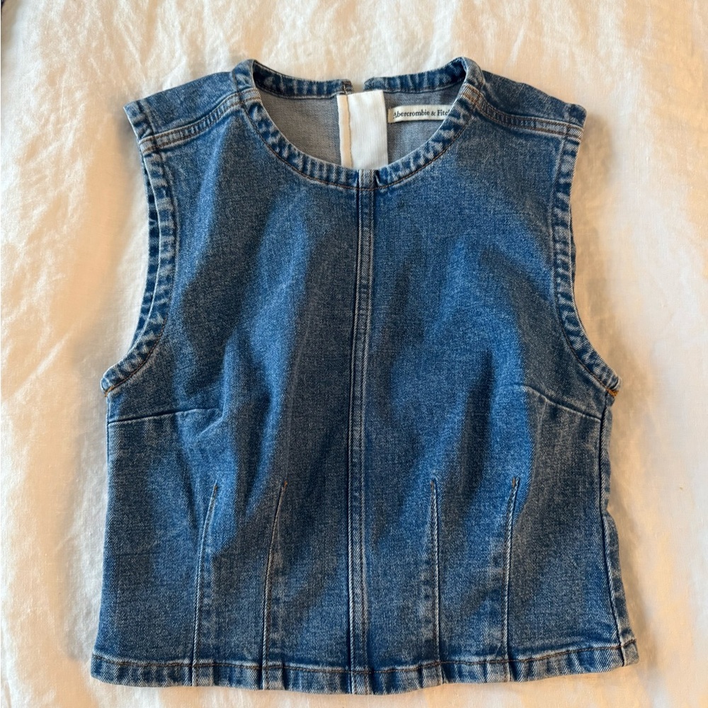 Abercrombie & Fitch Blue Denim Shell Top